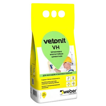 Шпаклёвка цементная белая Ветонит ВХ Vetonit VH, 5 кг
