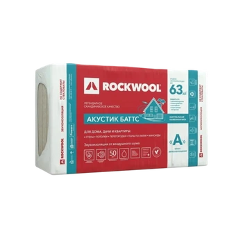 Утеплитель ROCKWOOL Роквул Акустик Баттс ПРО (60кг/м3) 1000х600, 27 мм 12пл/7,2м2 0,194м3
