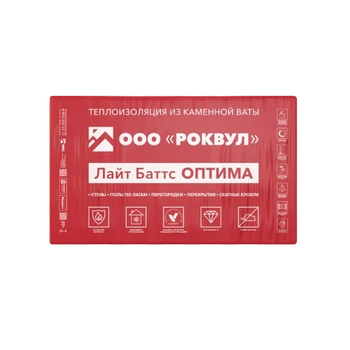 Утеплитель ROCKWOOL Роквул Лайт Баттс Оптима (32кг/м3) 1000х600, 50 мм 10пл/6м2 0,3м3