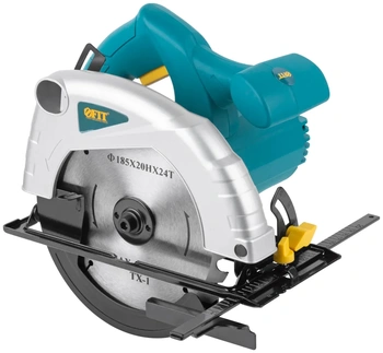 Пила дисковая 1200 Вт; 4500 об/мин; 185/20 мм; 3,0 кг; жел. опора; рез. накл.; коробка