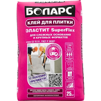 БОЛАРС Клей для плитки ЭЛАСТИТ SuperFlex (С2 ТЕ S1) 25 кг