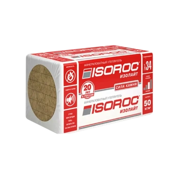 Утеплитель ISOROC Изорок Изолайт (50кг/м3) 1000х600, 50 мм 8пл/4,8м2 0,24м3