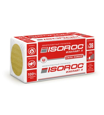Утеплитель ISOROC Изорок Изолайт-Л (40кг/м3) 1000х600, 100 мм 4пл/2,4м2 0,24м3